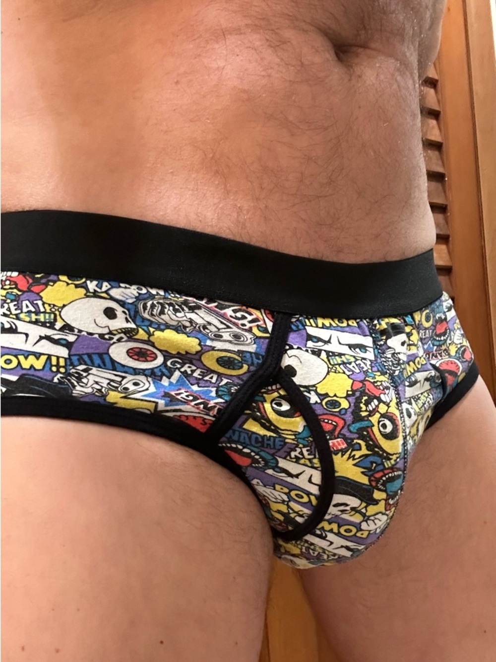 Men's Comic Print Briefs - Black Trim